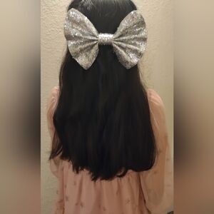 Sparkling Silver Glitter Bow